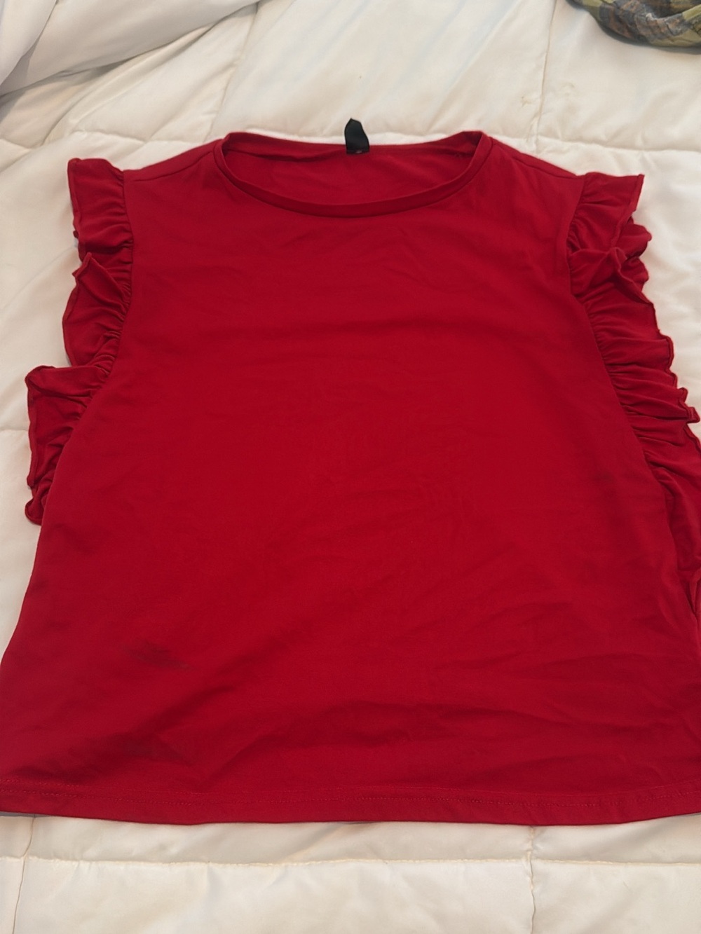 SHEIN Red Ruffle Sleeve Tank Top
